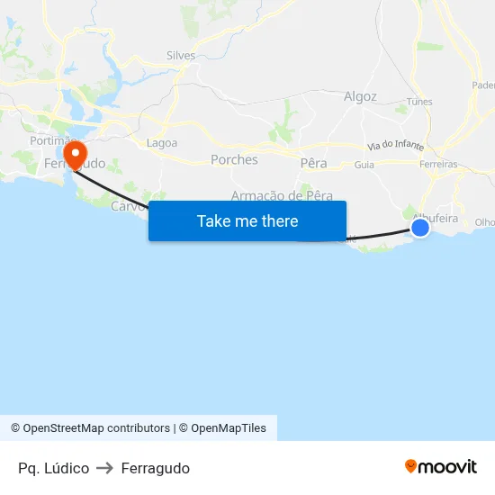 Pq. Lúdico to Ferragudo map