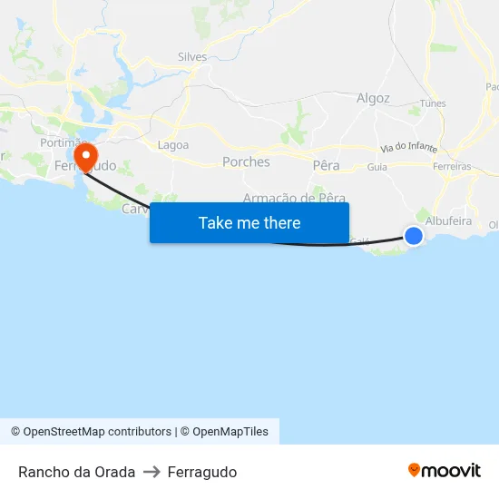 Rancho da Orada to Ferragudo map