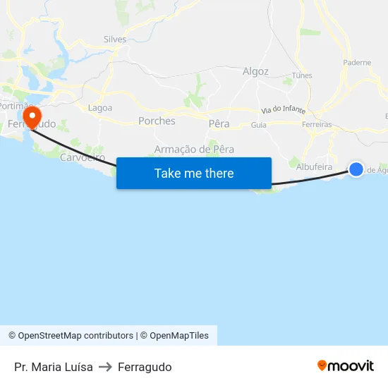 Pr. Maria Luísa to Ferragudo map