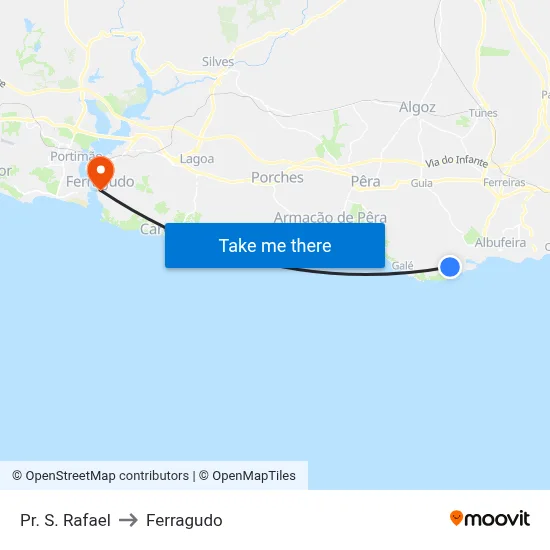 Pr. S. Rafael to Ferragudo map