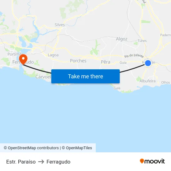 Estr. Paraíso to Ferragudo map