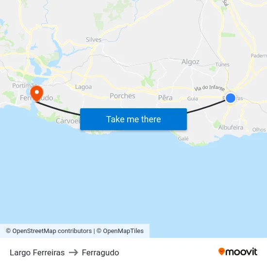 Largo Ferreiras to Ferragudo map