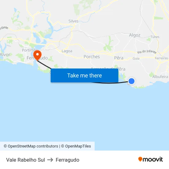 Vale Rabelho Sul to Ferragudo map