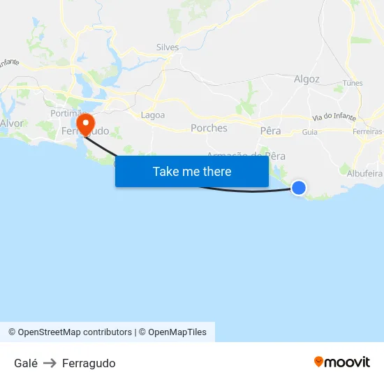 Galé to Ferragudo map