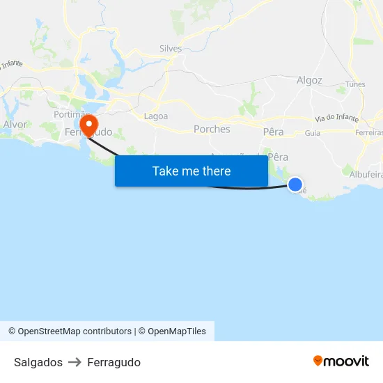 Salgados to Ferragudo map