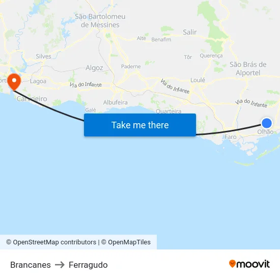 Brancanes to Ferragudo map