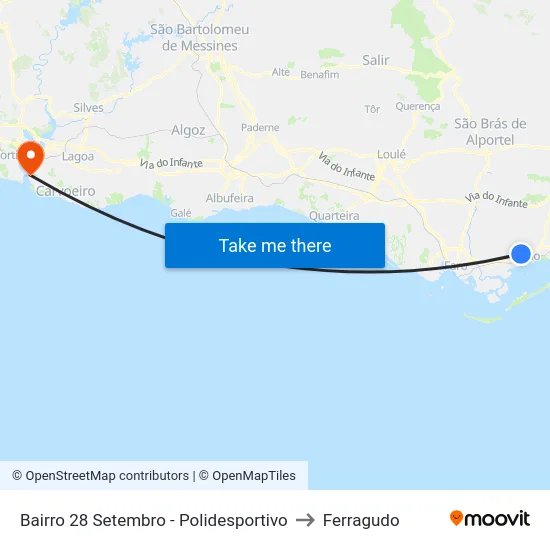 Bairro 28 Setembro - Polidesportivo to Ferragudo map