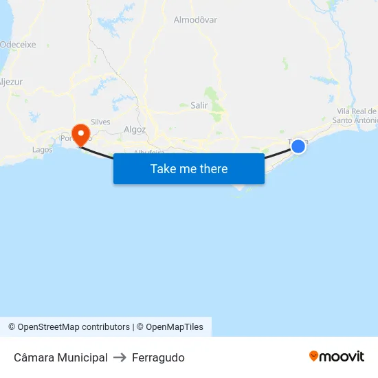 Câmara Municipal to Ferragudo map