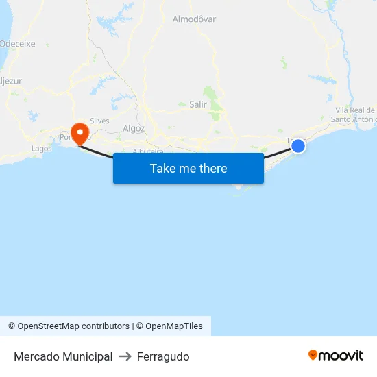 Mercado Municipal to Ferragudo map