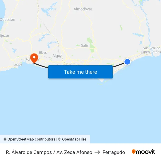 R. Álvaro de Campos / Av. Zeca Afonso to Ferragudo map