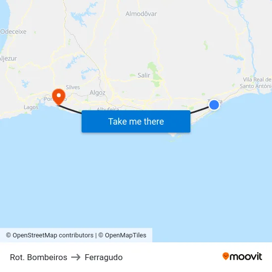 Rot. Bombeiros to Ferragudo map