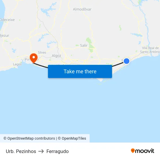 Urb. Pezinhos to Ferragudo map