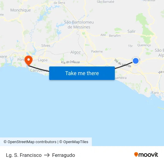 Lg. S. Francisco to Ferragudo map