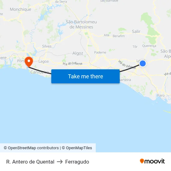 R. Antero de Quental to Ferragudo map