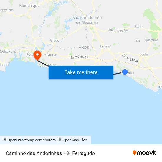 Caminho das Andorinhas to Ferragudo map