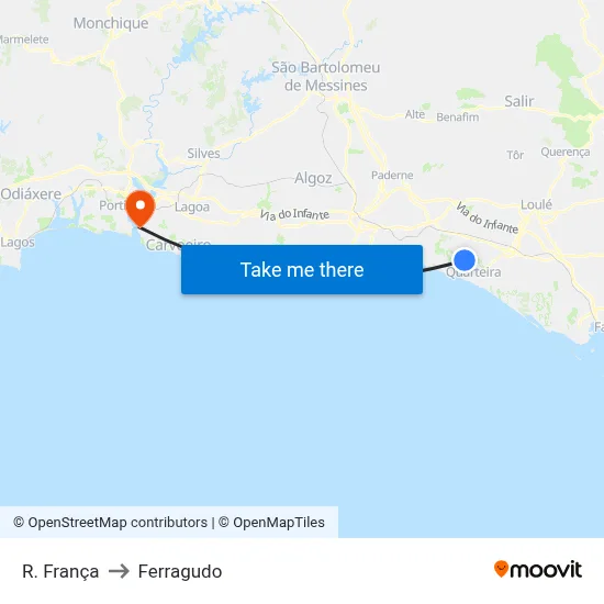 R. França to Ferragudo map