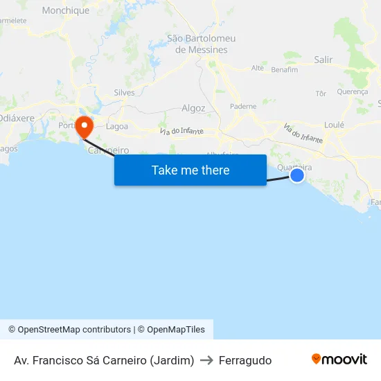 Av. Francisco Sá Carneiro (Jardim) to Ferragudo map
