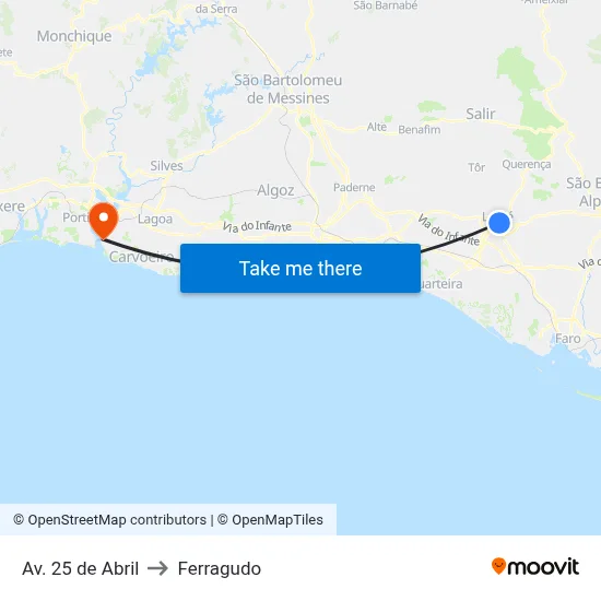 Av. 25 de Abril to Ferragudo map