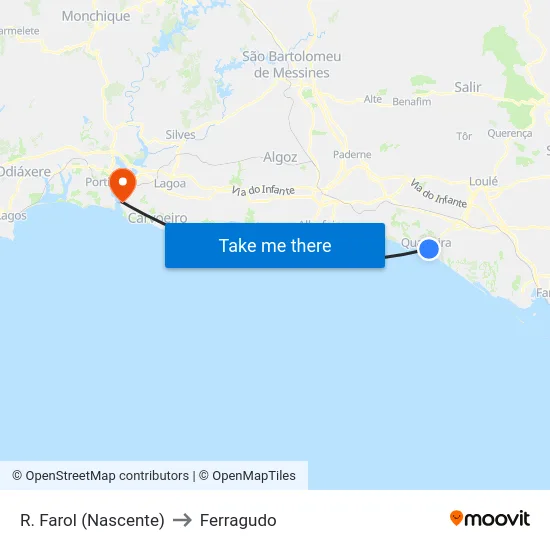 R. Farol (Nascente) to Ferragudo map