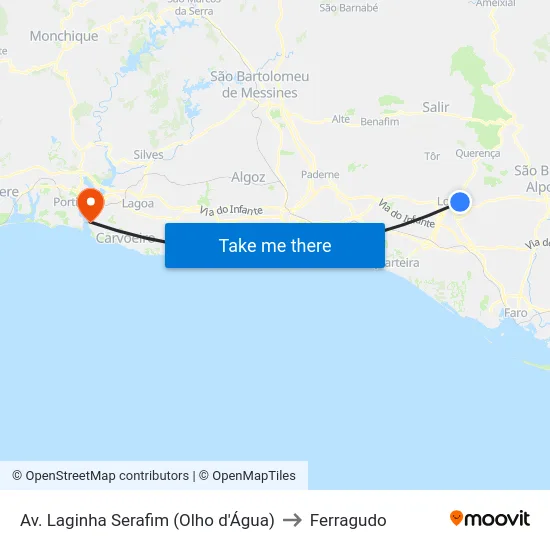 Av. Laginha Serafim (Olho d'Água) to Ferragudo map