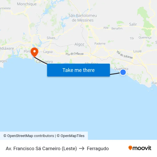 Av. Francisco Sá Carneiro (Leste) to Ferragudo map