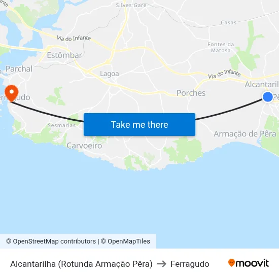 Alcantarilha (Rotunda Armação Pêra) to Ferragudo map