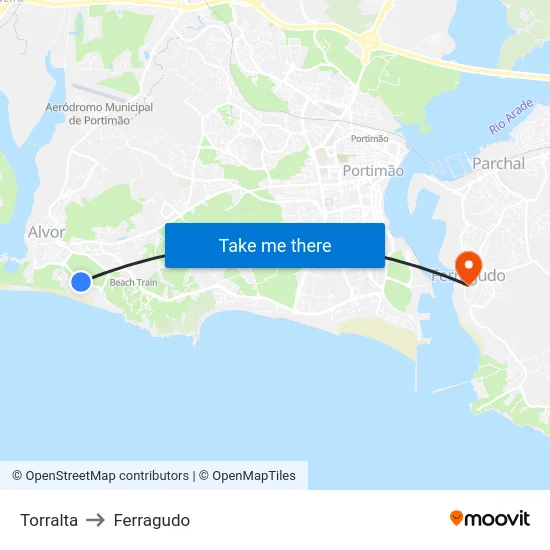 Torralta to Ferragudo map