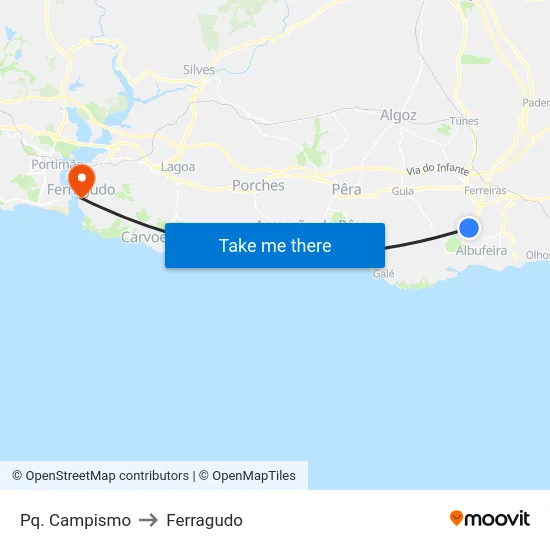 Pq. Campismo to Ferragudo map