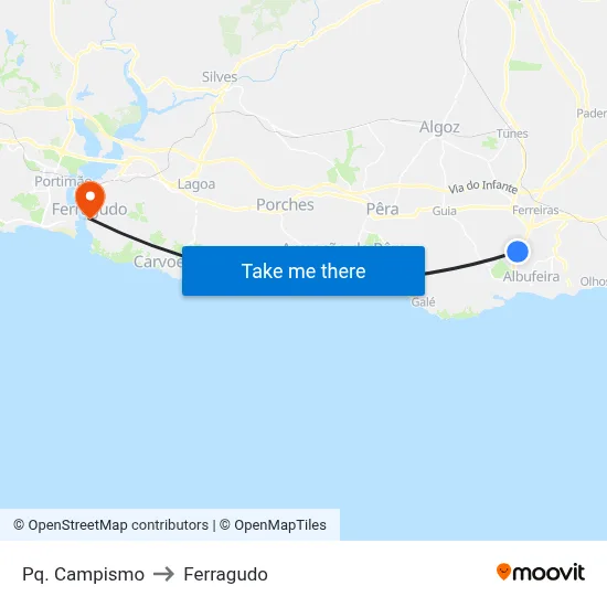Pq. Campismo to Ferragudo map