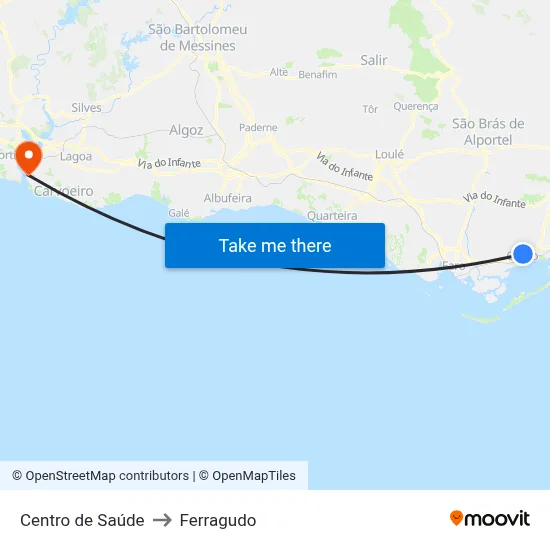 Centro de Saúde to Ferragudo map