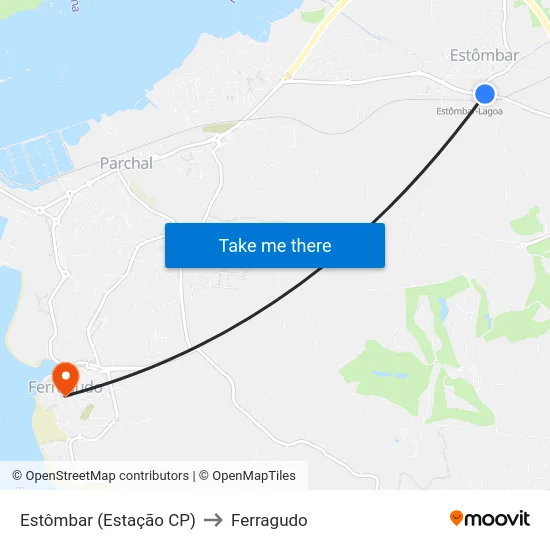 Estômbar (Estação CP) to Ferragudo map