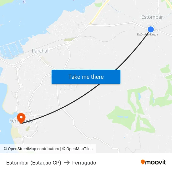 Estômbar (Estação CP) to Ferragudo map