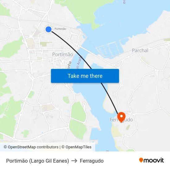 Portimão (Largo Gil Eanes) to Ferragudo map