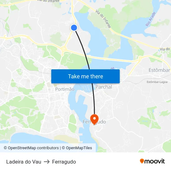 Ladeira do Vau to Ferragudo map