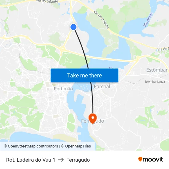 Rot. Ladeira do Vau 1 to Ferragudo map