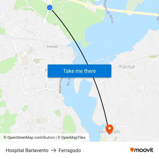 Hospital Barlavento to Ferragudo map