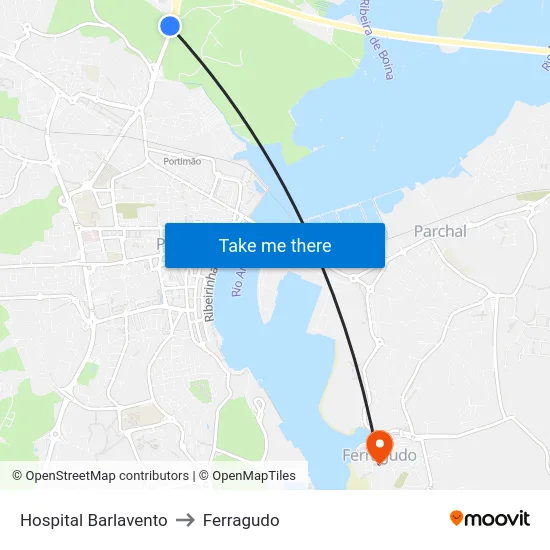 Hospital Barlavento to Ferragudo map