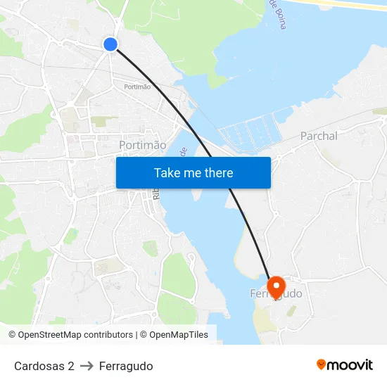 Cardosas 2 to Ferragudo map