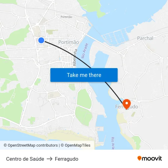 Centro de Saúde to Ferragudo map
