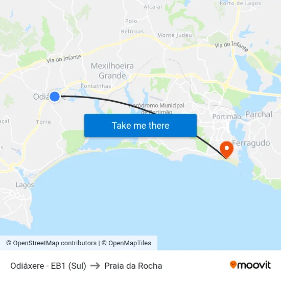 Odiáxere - EB1 (Sul) to Praia da Rocha map