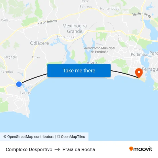 Complexo Desportivo to Praia da Rocha map