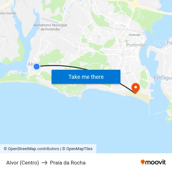 Alvor (Centro) to Praia da Rocha map