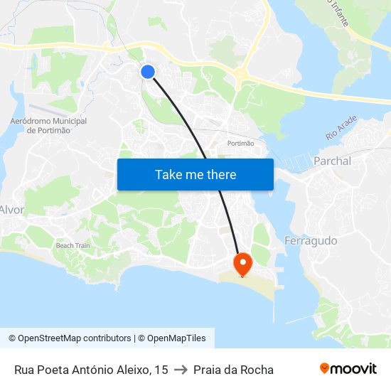 Rua Poeta António Aleixo, 15 to Praia da Rocha map