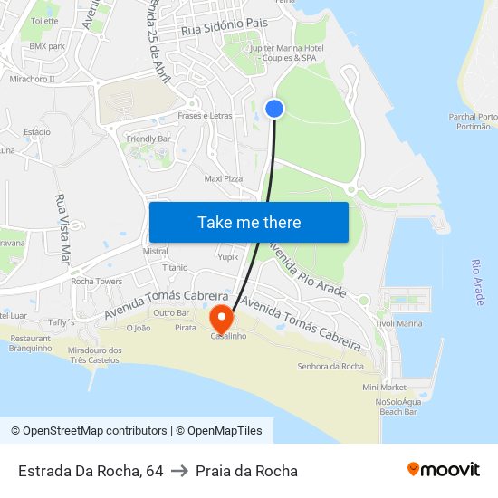 Estrada Da Rocha, 64 to Praia da Rocha map