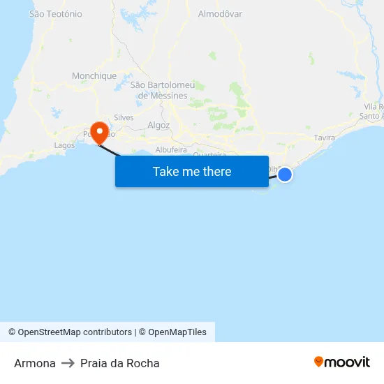 Armona to Praia da Rocha map