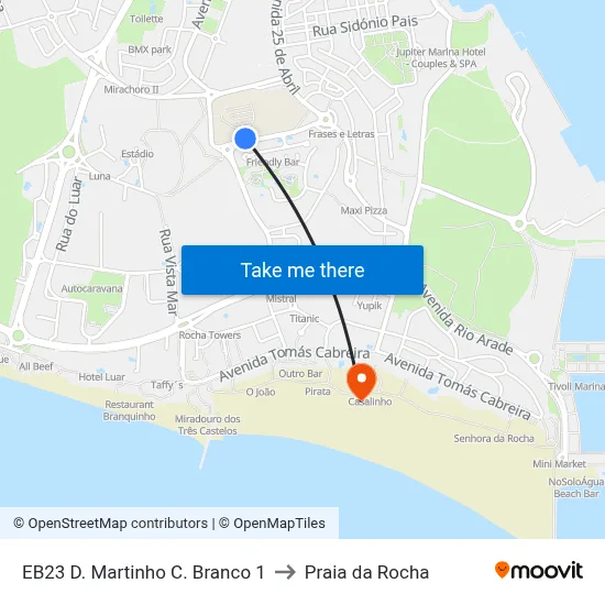 EB23 D. Martinho C. Branco 1 to Praia da Rocha map