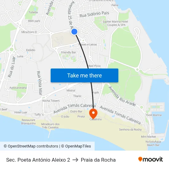 Sec. Poeta António Aleixo 2 to Praia da Rocha map