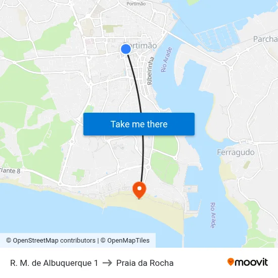 R. M. de Albuquerque 1 to Praia da Rocha map
