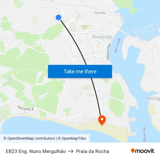 EB23 Eng. Nuno Mergulhão to Praia da Rocha map