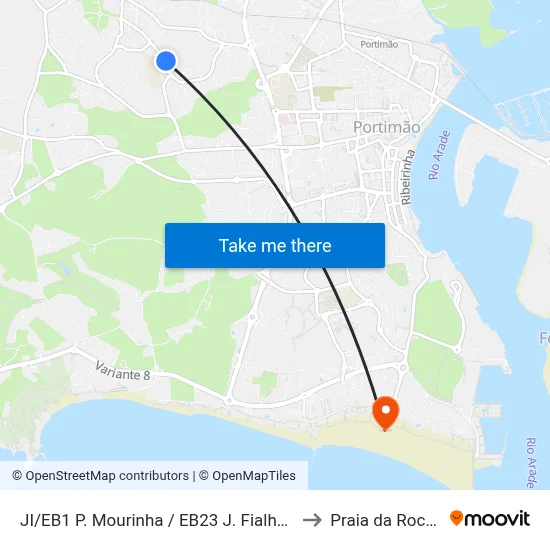 JI/EB1 P. Mourinha / EB23 J. Fialho 1 to Praia da Rocha map
